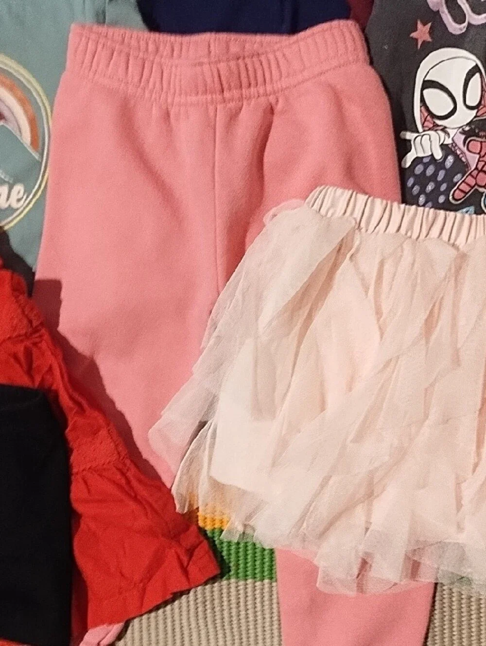 Girls' Mixed Outfit Bundle - Pink, Red, Peach, Navy 13 Pieces 2-3T. VGC.